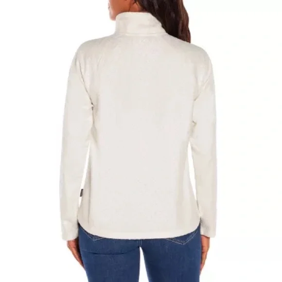 NWT Eddie Bauer Ladies Quarter Zip Ivory Polar Fleece - Picture 2 of 7